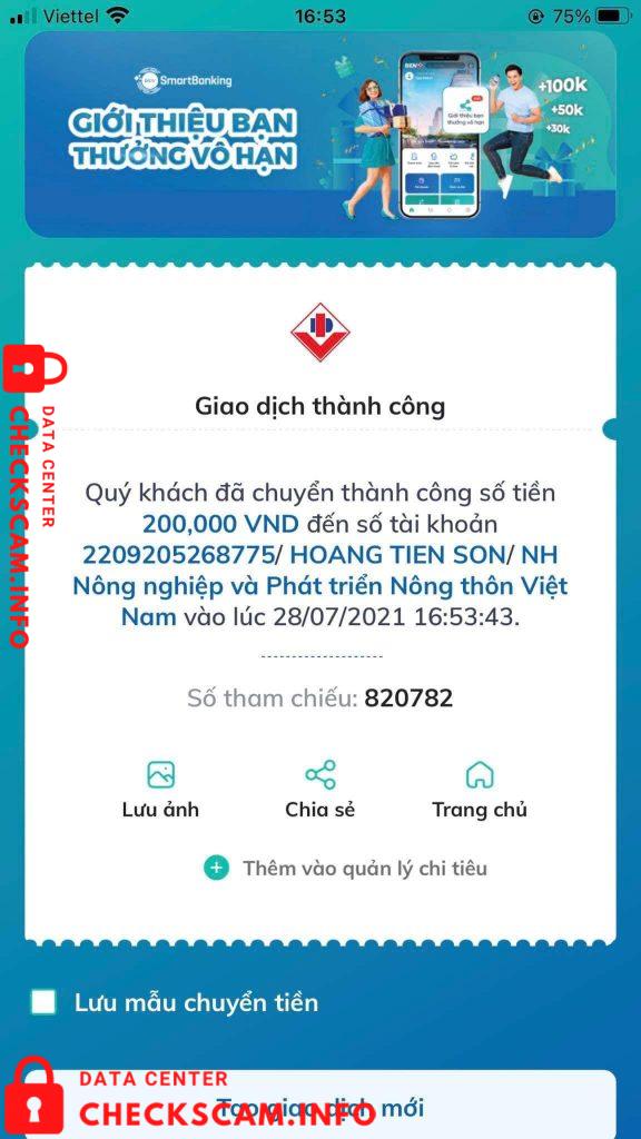 Evidência contra Hoang Tien Son