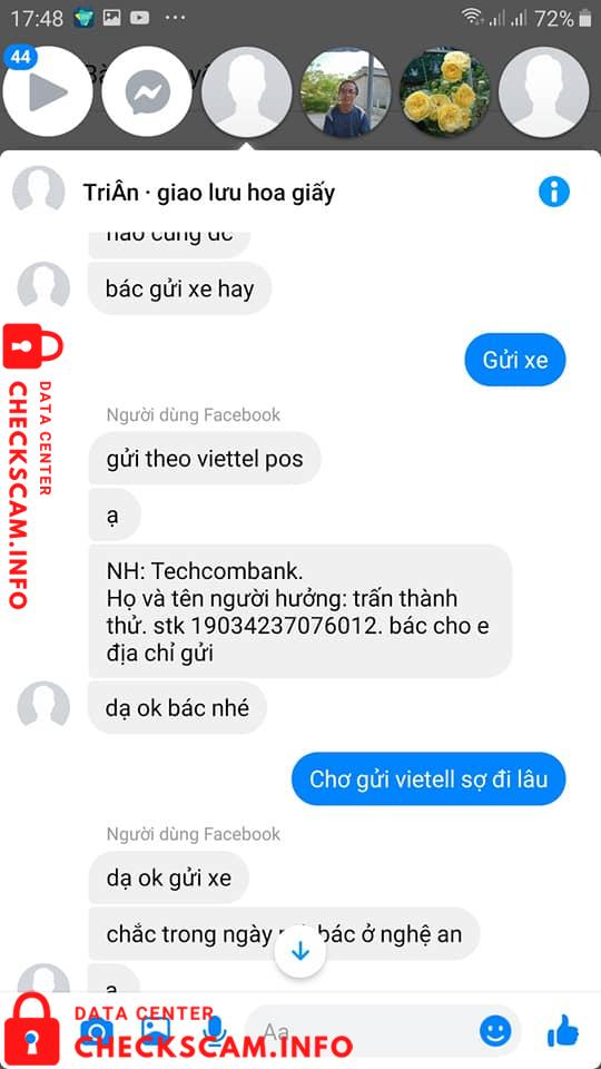 Evidência contra Tran Thanh Thu