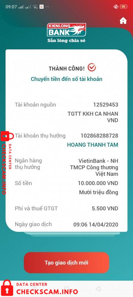 Evidência contra Hoàng Thanh Tâm