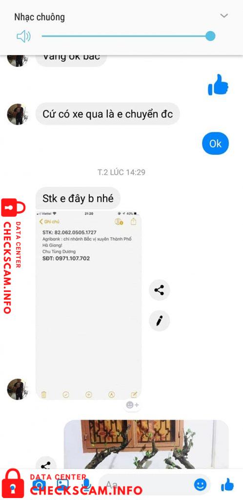 Evidência contra Chu Tùng Dương