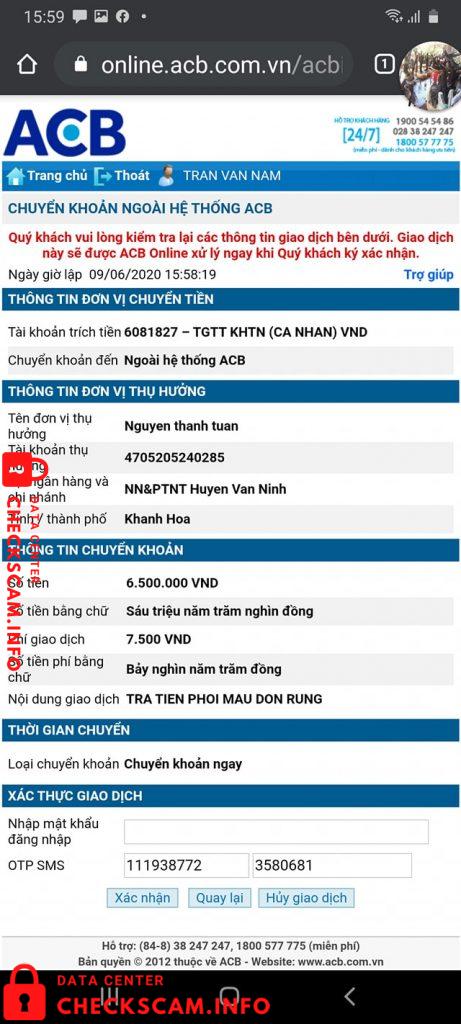 Preuves contre Nguyễn Thanh Tuấn