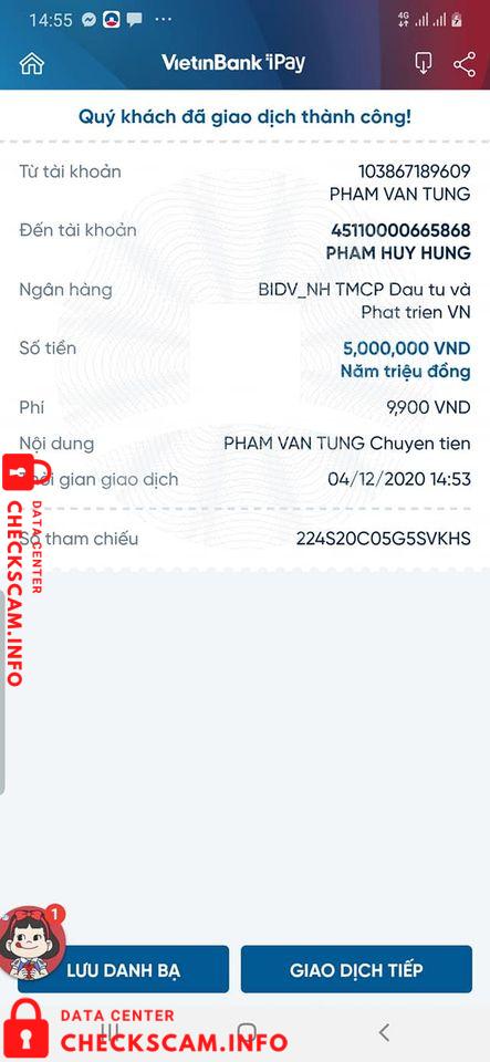 Preuves contre Phạm Huy Hùng