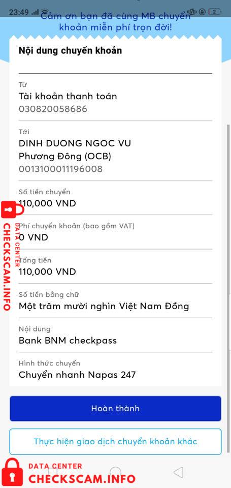 Preuves contre Dinh Duong Ngoc Vu