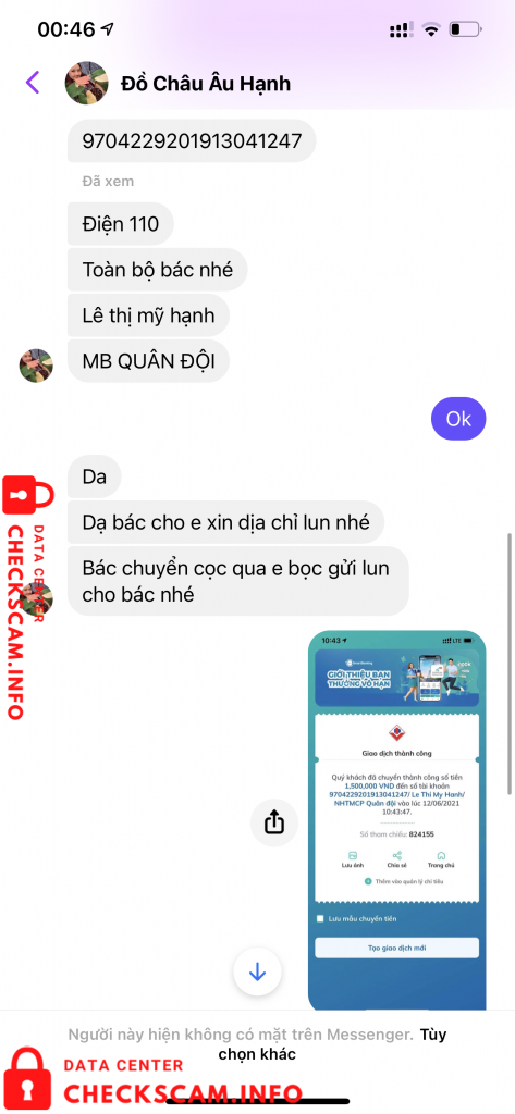 Preuves contre Lê Thị Mỹ Hạnh