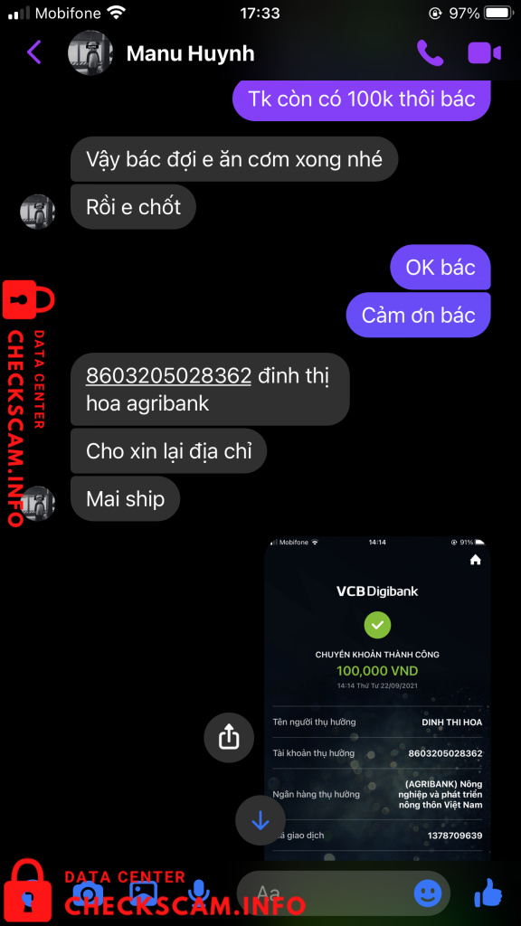 Bằng chứng chống lại Dinh Thi Hoa