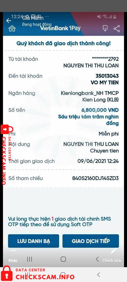 Preuves contre Võ Mỹ Tiên