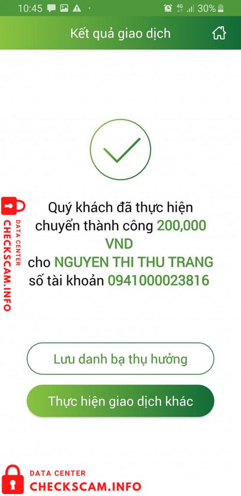 Preuves contre Nguyễn Thị Thu Trang