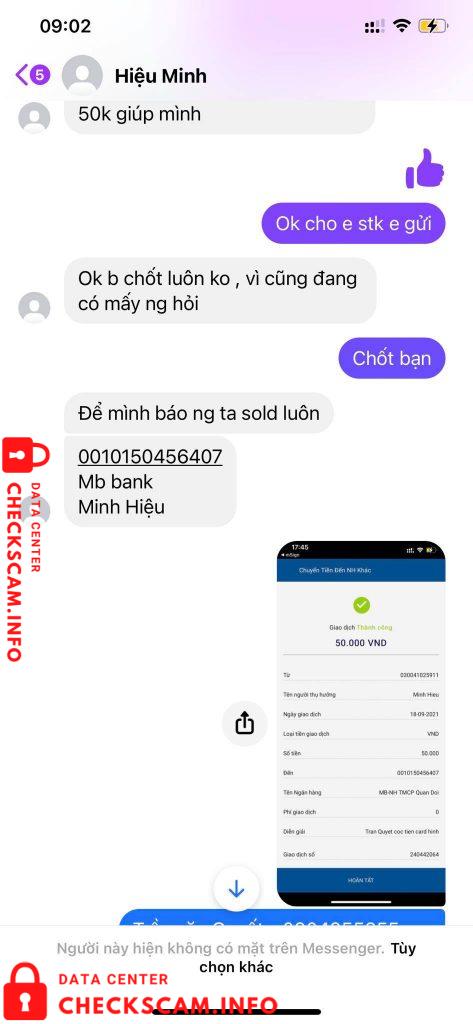 Preuves contre Minh Hiệu