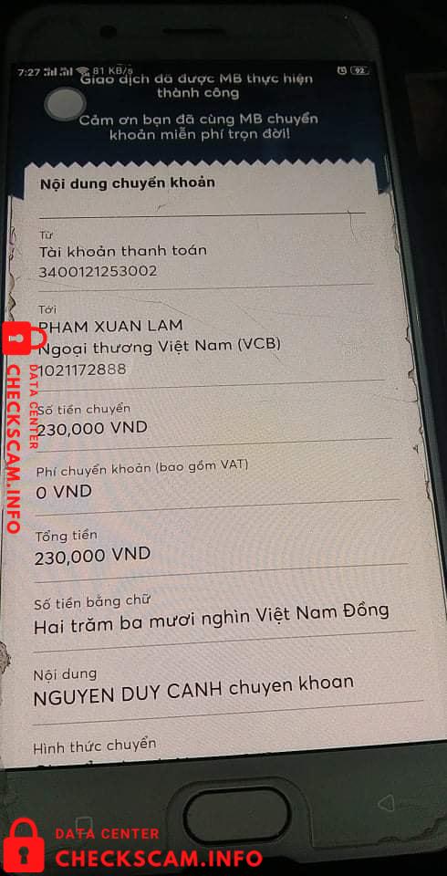 Bukti melawan Pham Xuan Lam