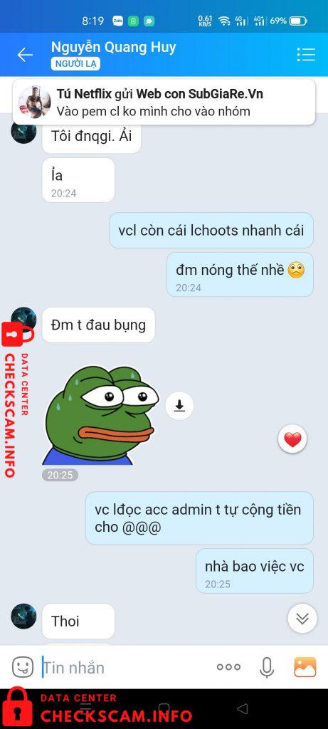 Evidência contra Nguyễn Quang Huy