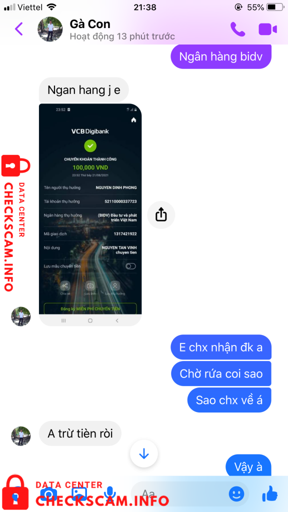 Evidência contra Nguyễn Đình Phong