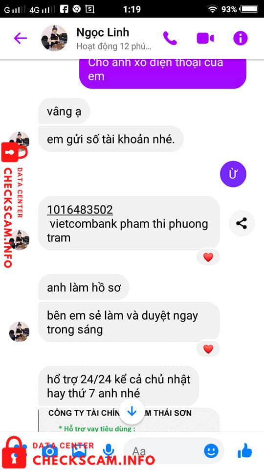 Evidência contra Phạm Thị Phương Trâm