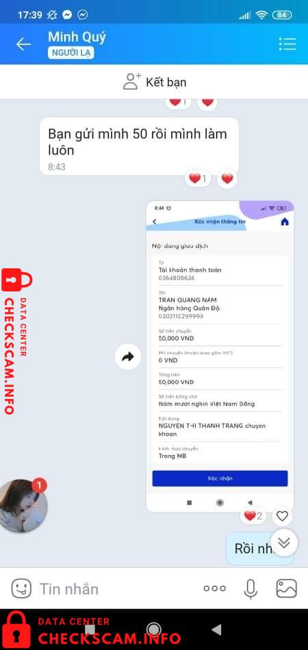 対する証拠 Trần Quang Nam