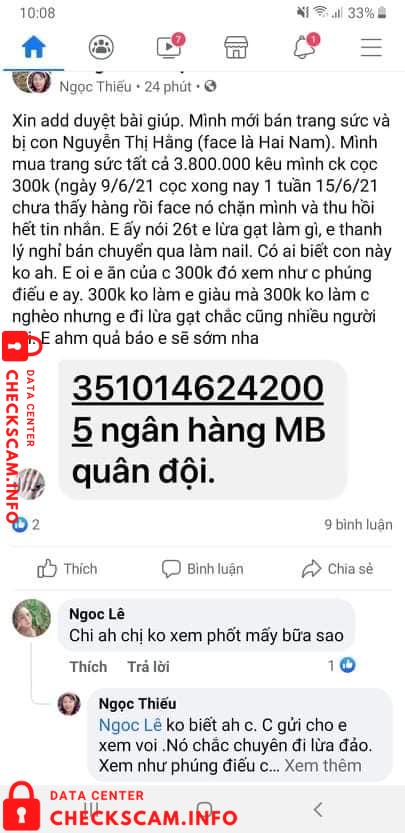 Preuves contre Nguyen Thi Hang