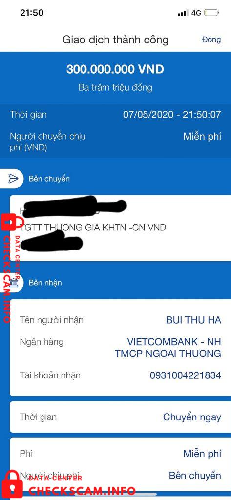 Preuves contre Bùi Thu Hà