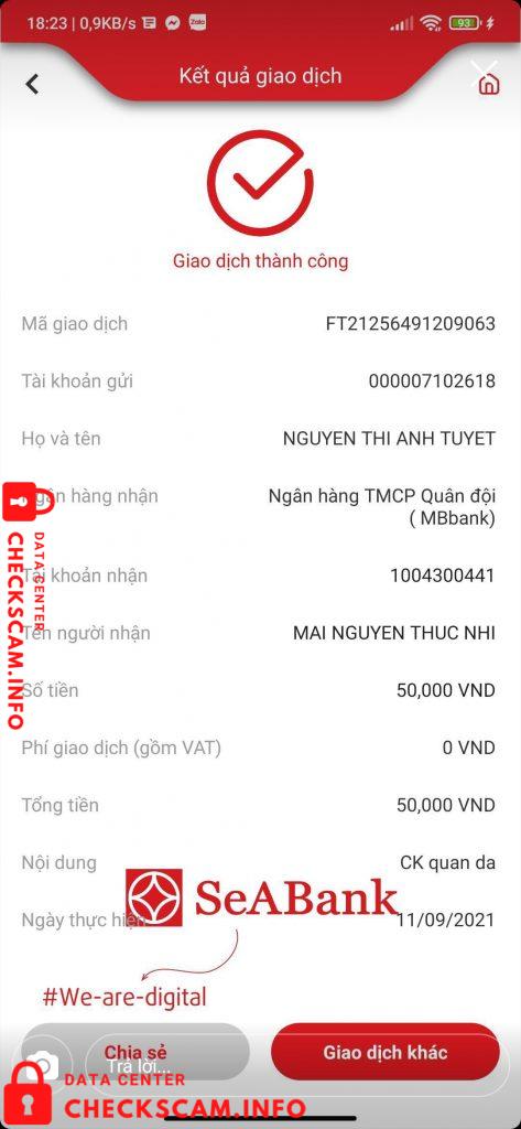 対する証拠 Mai Nguyen Thuc Nhi