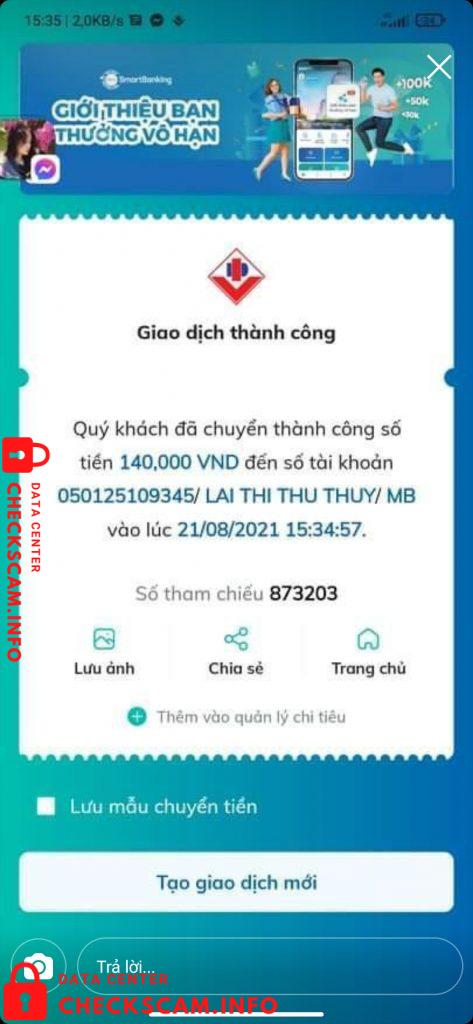 対する証拠 Lai Thi Thu Thuy