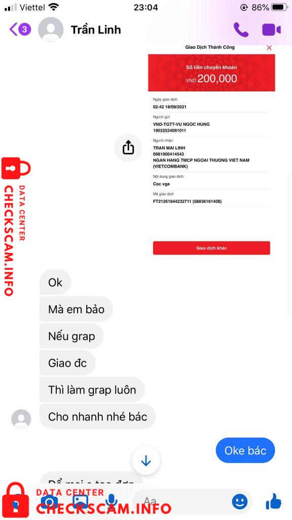 対する証拠 Trần Mai Linh