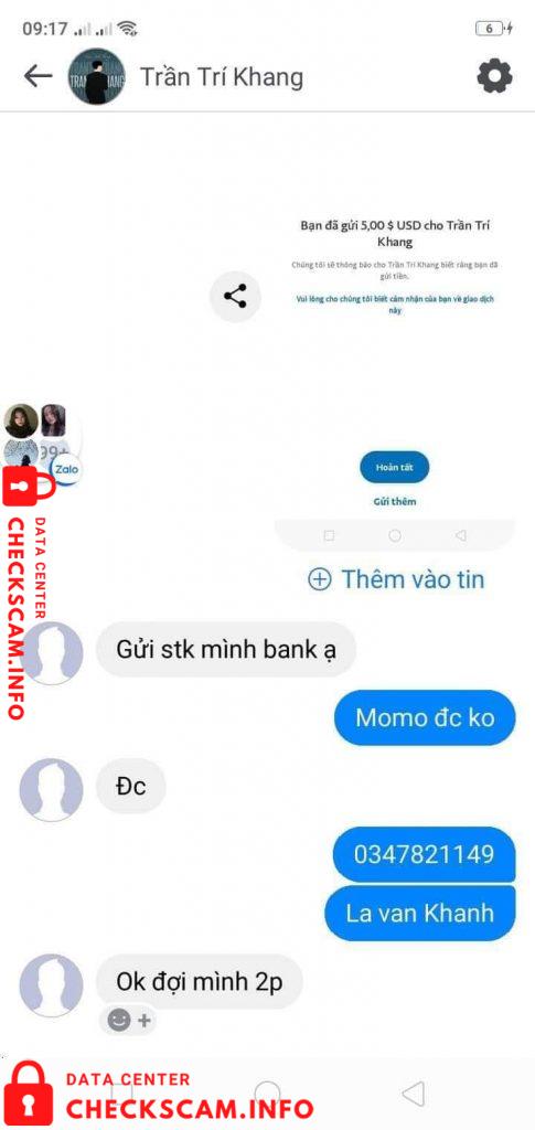 Bukti melawan Trần Trí Khang
