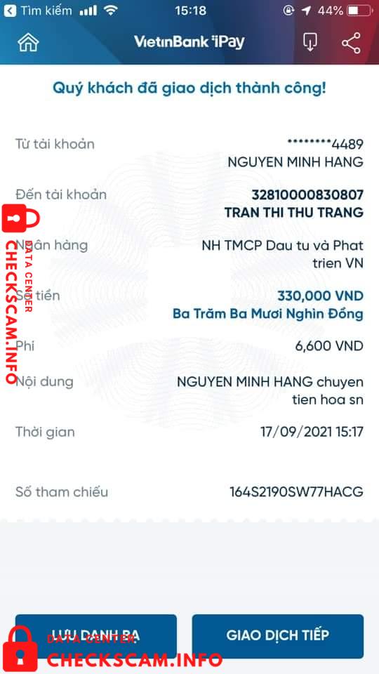 ဆန့်ကျင်သက်သေ Tran Thu Thu Trang