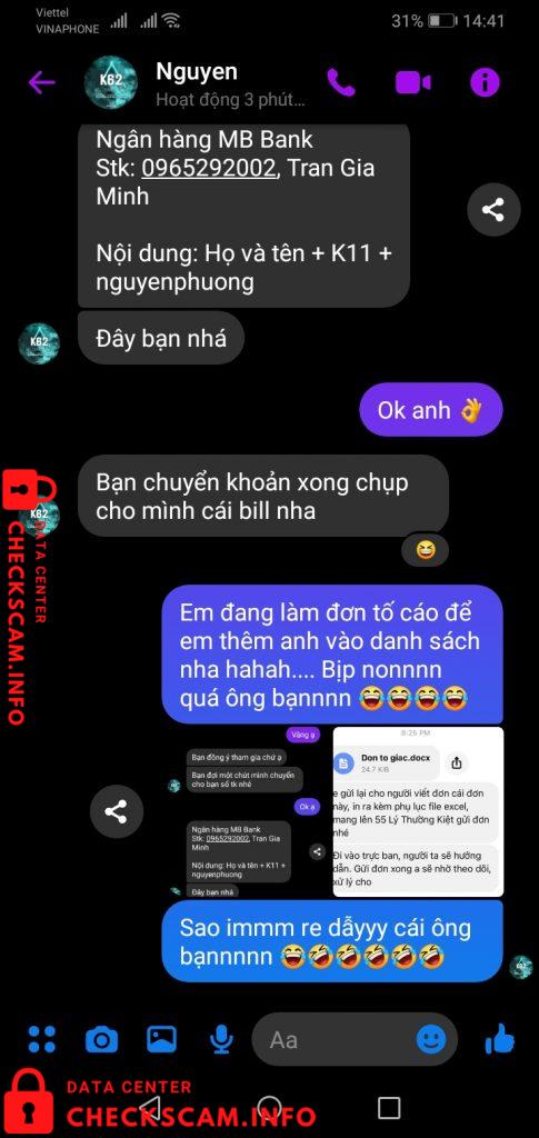 対する証拠 Tran Gia Minh