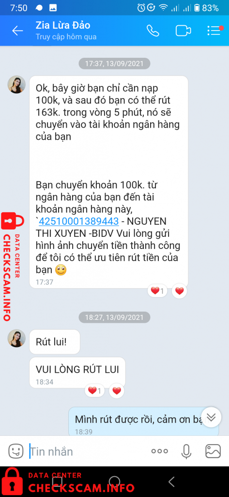 対する証拠 Nguyen Thi Xuyen