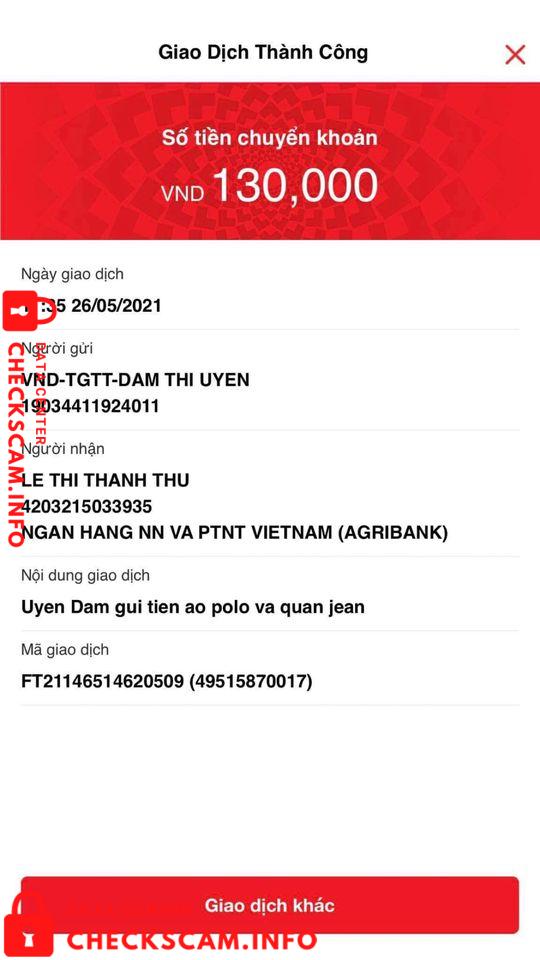 Preuves contre Le Thi Thanh Thu