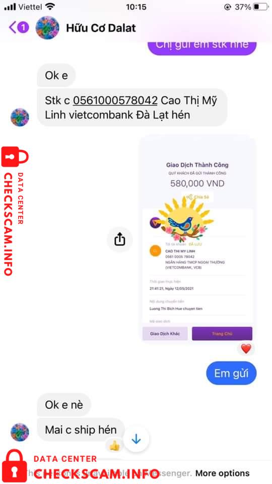 Bukti melawan Cao Thị Mỹ Linh