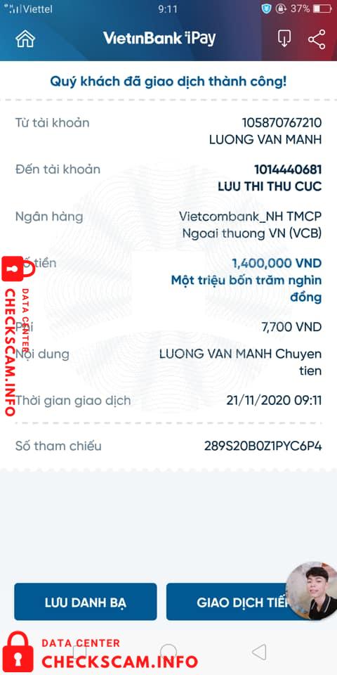 Preuves contre Luu Thi Thu Cuc
