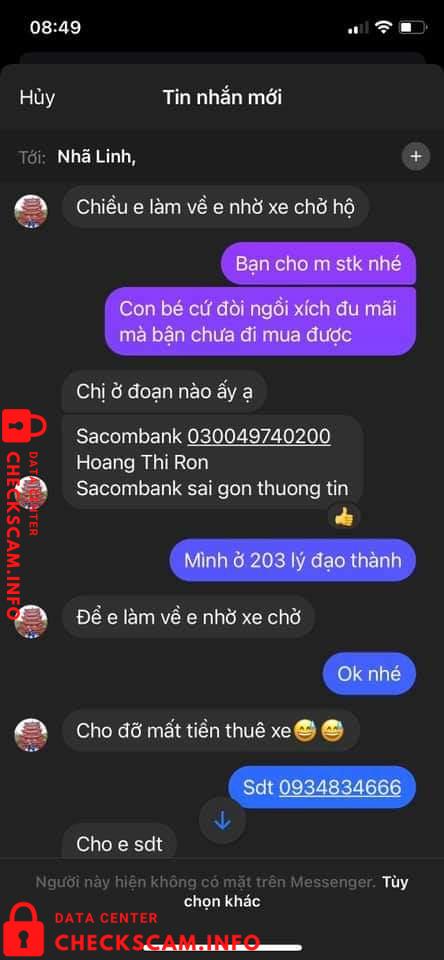 Preuves contre Hoang Thi Ron