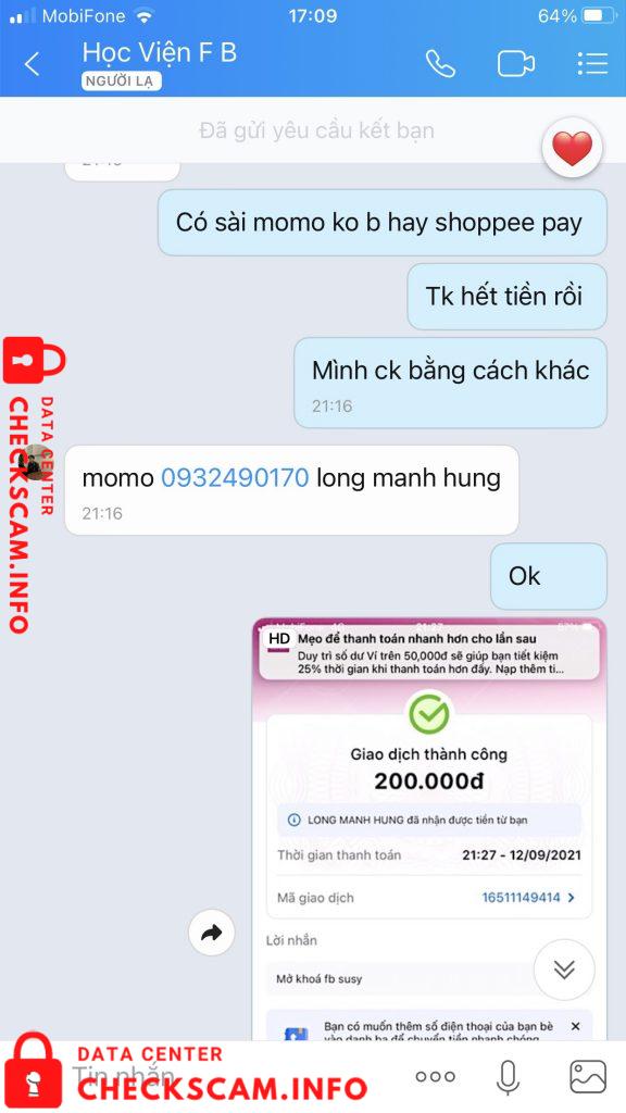 Preuves contre Long Mạnh Hùng