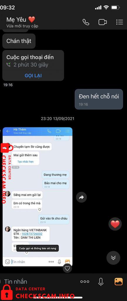 Preuves contre Dam Thi Lien