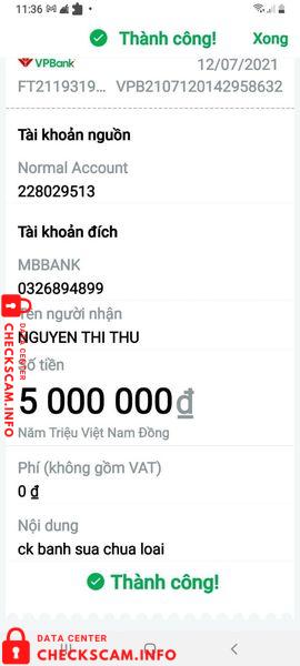 Preuves contre Nguyễn Thị Thu