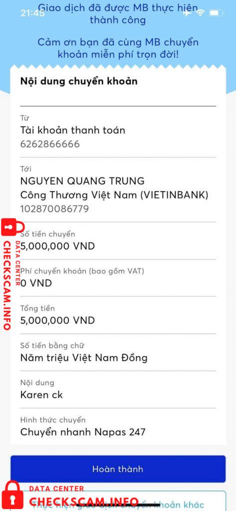 Preuves contre Nguyen Quang Trung