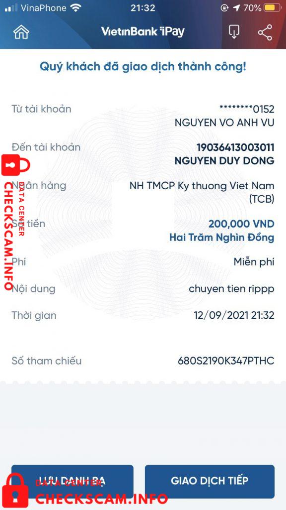 Bukti melawan Nguyen Duy Dong