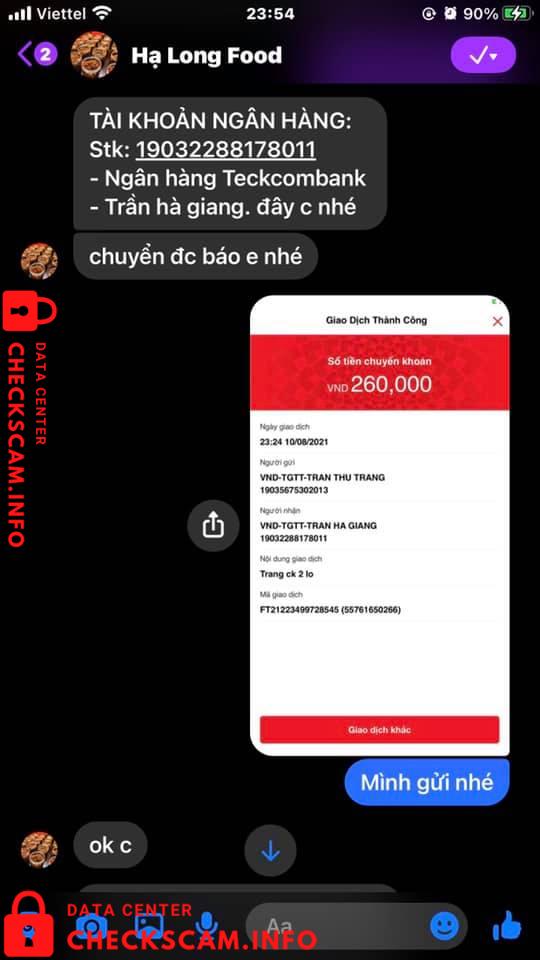 Bukti melawan Trần Hà Giang