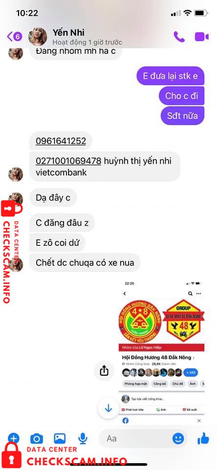 Evidência contra Huỳnh Thị Yến Nhi