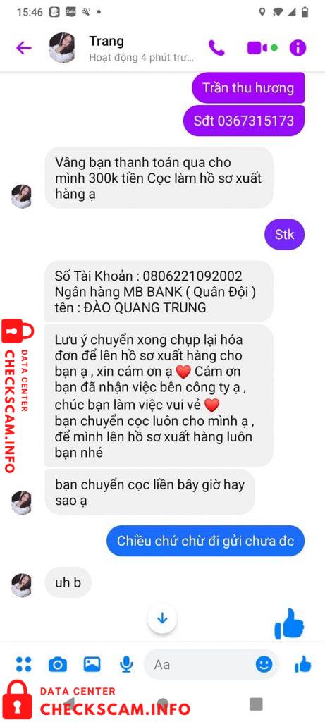 Evidência contra Đào Quang Trung