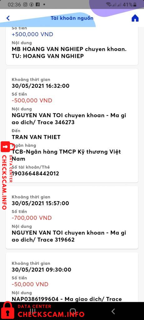 Preuves contre Tran Van Thiet