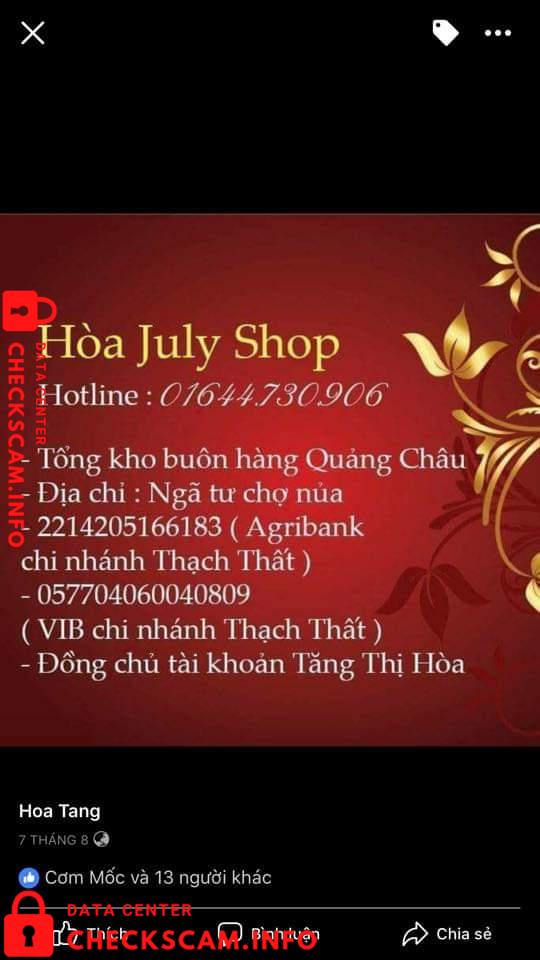 Preuves contre Tăng Thị Hòa