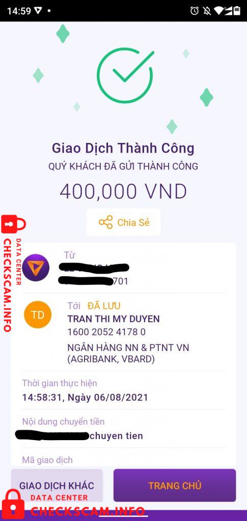 Preuves contre Trần Thị Mỹ Duyên