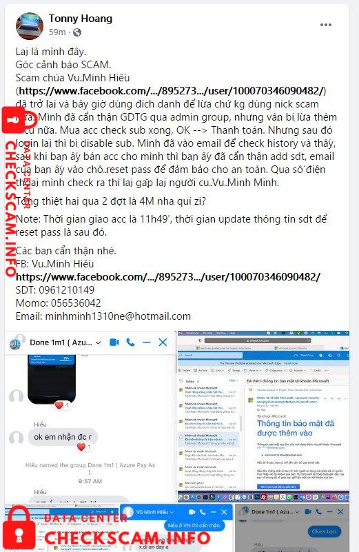 Evidência contra Vu Minh Hieu