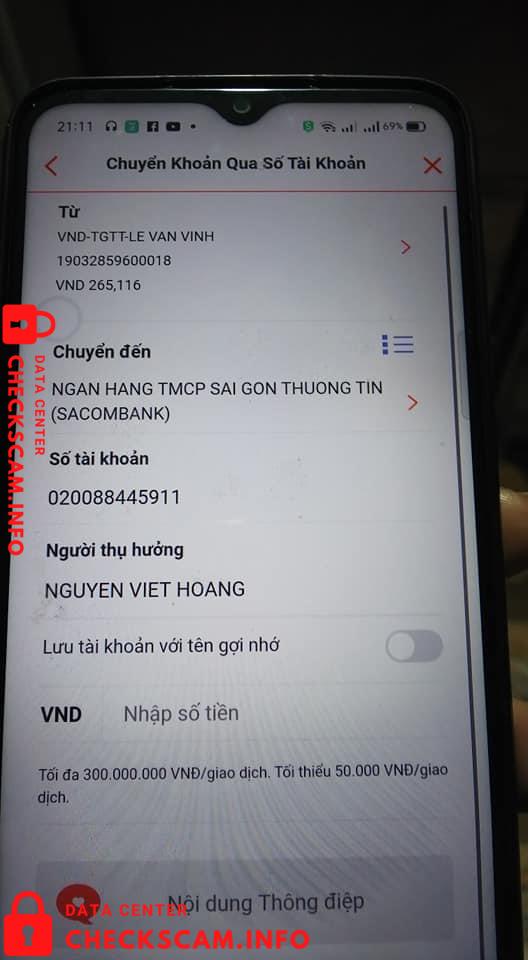 Preuves contre Nguyen V Hoang