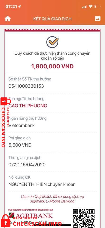 Evidência contra Cao Thị Phương
