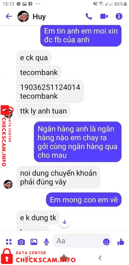 Evidência contra Ly Anh Tuan
