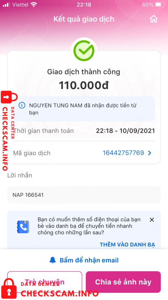 Evidência contra Nguyen Tung Nam