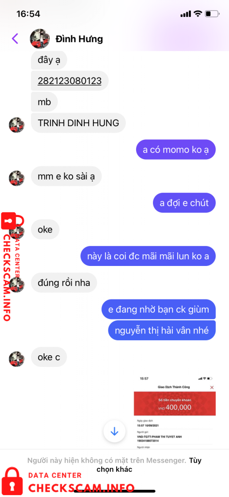 Evidência contra Trinh Dinh Hung