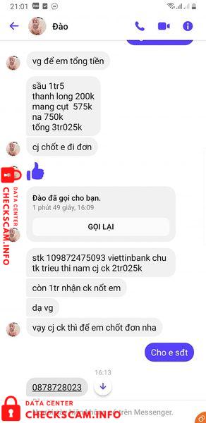 対する証拠 Trieu Thi Nam