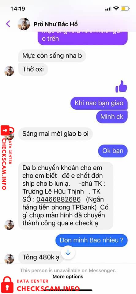 Preuves contre Truong Le Huu Thinh