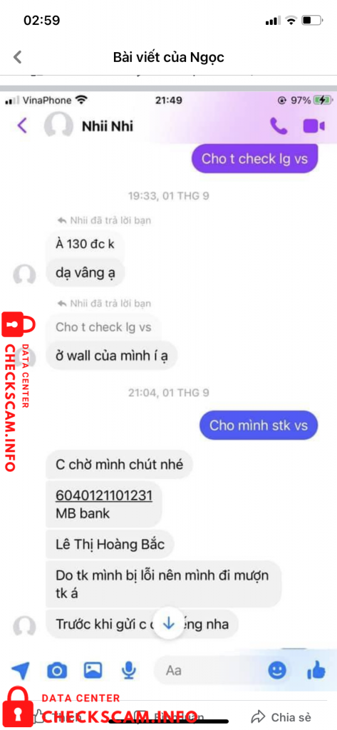 Bukti melawan Lê Thị Hoàng Bắc